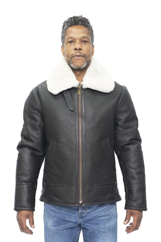 Chaqueta de aviador de piel de oveja B3 WW2 para hombre - Charleston