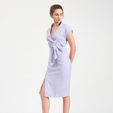 Draped asymmetric tailored dress