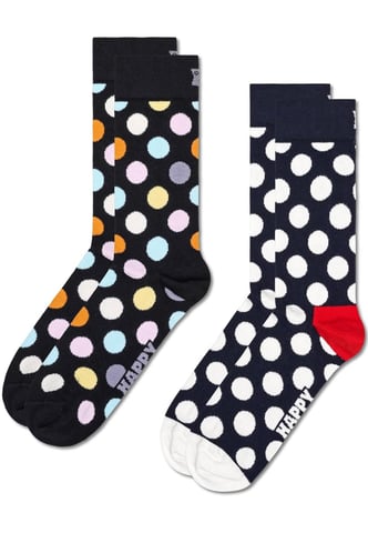 Happy Socks - Pack de 2 calcetines unisex clásicos con lunares grandes