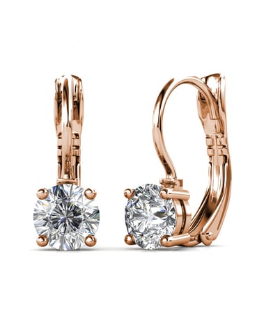 Pendientes Redondos - Oro Rosa y Cristal
