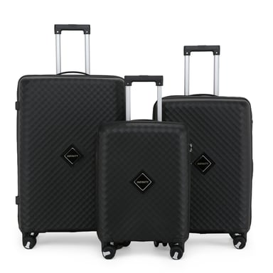 Maleta de viaje negra de 4 ruedas, ligera, resistente y con doble carcasa rígida TSA, juego de maletas