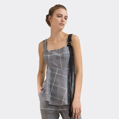 Flared tartan top