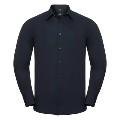 Russell Collection Mens Long Sleeve Poly-Cotton Easy Care Tailored Poplin Shirt (French Navy)
