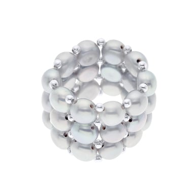 Ring 3 Rows - Hand Made - of Real Freshwater Pearls