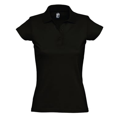 SOLS Womens/Ladies Prescott Short Sleeve Jersey Polo Shirt (Deep Black)