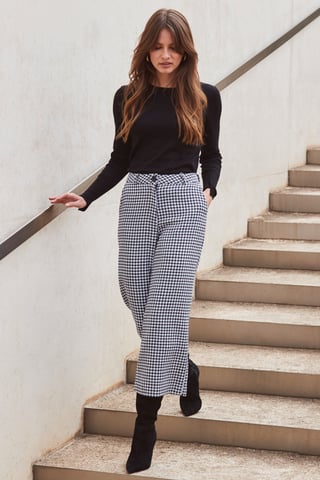 Black & White Dogtooth Print Culottes