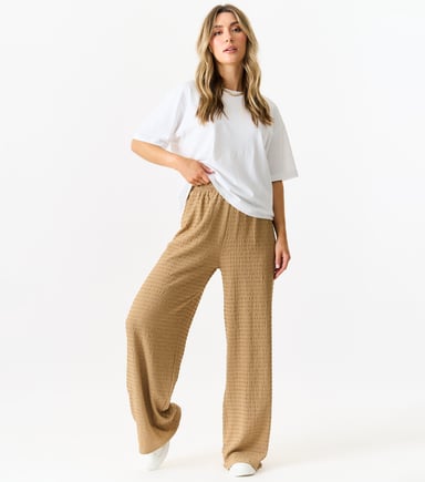 Pantalones sin cierres con cintura elástica texturizada