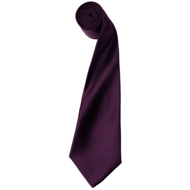 Premier Mens Plain Satin Tie (Narrow Blade) (Aubergine)