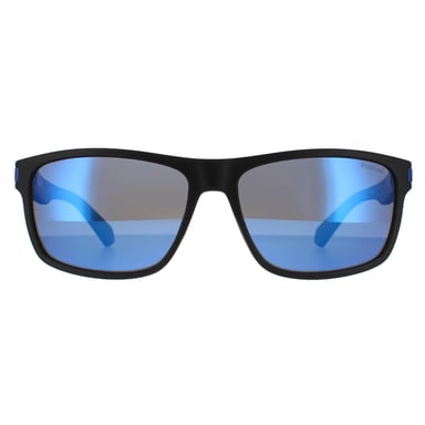 Polaroid Rectángulo Masculino Negro Mate Azul Espejo Azul Polarizado