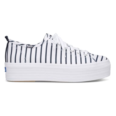 Keds Women's Triple Up Breton Stripe Canvas White & Navy Shoes