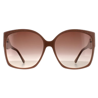 Jimmy Choo Square Womens Nude Glitter Brown Gradient Sunglasses