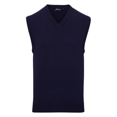 Premier Mens Knitted Sleeveless Sweater Vest (Navy)