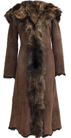 Gabardina con capucha de piel de oveja Toscana de ante para mujer - Rushden