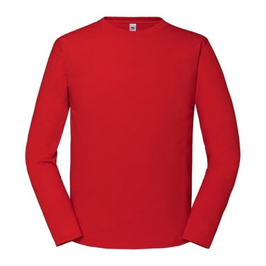 Fruit of the Loom Mens Iconic 195 Premium Ringspun Cotton Long-Sleeved T-Shirt (Red)