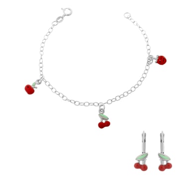 Orphelia 'Apple' Child's 925 Sterling Silver Set: Bracelet + Earrings - Silver SET-7149/2