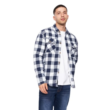 Crosshatch Mens Demaro Checked Lined Overshirt (Navy/White)