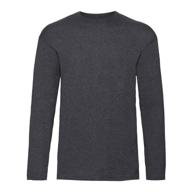 Fruit of the Loom Mens Valueweight Heather Long-Sleeved T-Shirt (Dark Heather Grey)