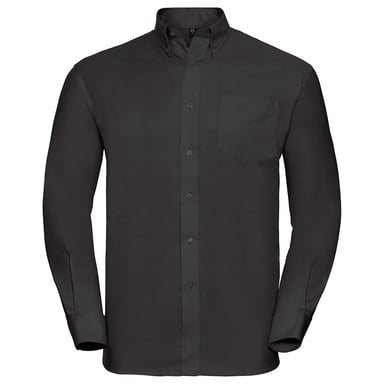 Russell Collection Mens Long Sleeve Easy Care Oxford Shirt (Black)