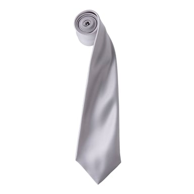 Premier Mens Plain Satin Tie (Narrow Blade) (Silver Grey)