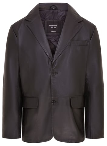 Chaqueta blazer de cuero negra con dos botones para hombre - Bergen