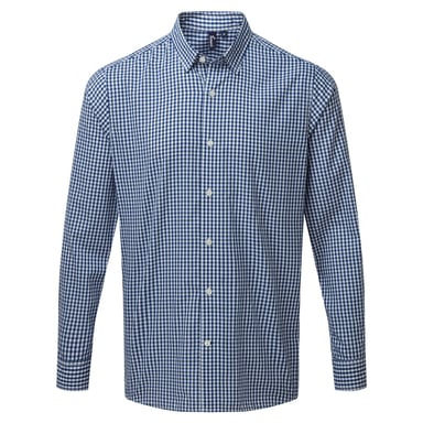 Premier Mens Maxton Check Long Sleeve Shirt (Navy/White)