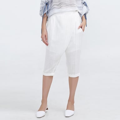 Satin Trim Capri Tailored Pants
