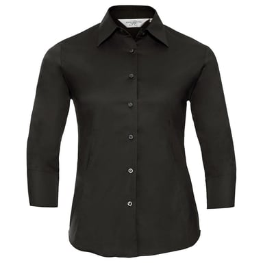 Russell Collection Womens/Ladies Easy-Care Fitted 3/4 Sleeve Formal Shirt (Black)