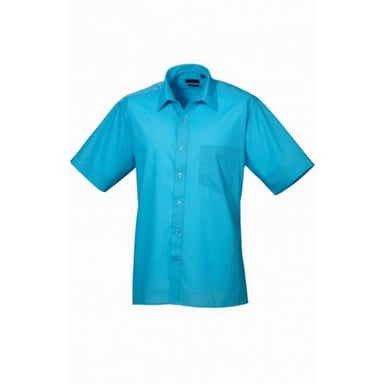 Premier Mens Short Sleeve Poplin Shirt (Turquoise)