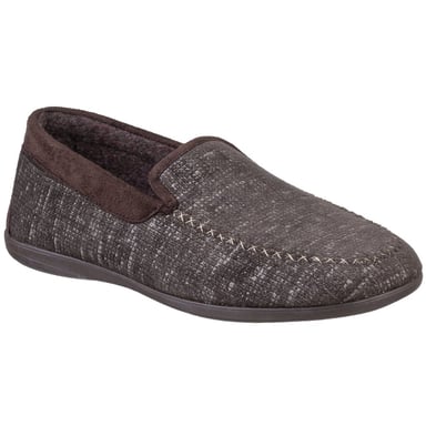 Cotswold Mens Stanley Moc Toe Full Slipper (Brown)