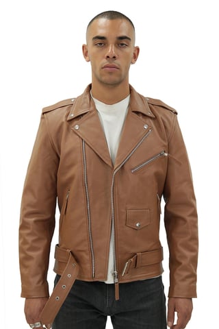 Chaqueta Brando de piel de vaca negra para hombre - Venice