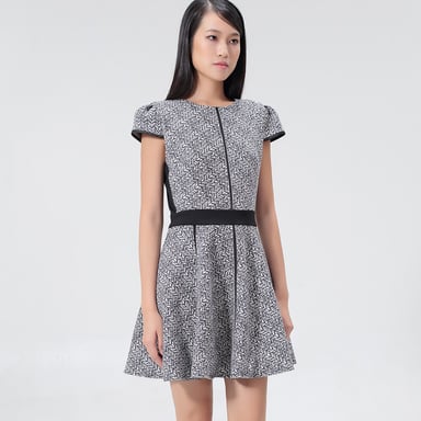 Geometric print skater dress and jersey garnish