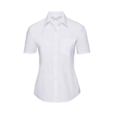 Russell Collection Womens/Ladies Poplin Short-Sleeved Shirt (White)