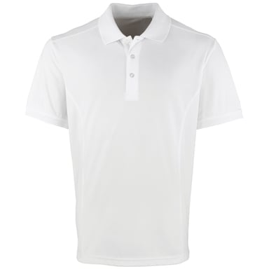 Premier Mens Coolchecker Pique Short Sleeve Polo T-Shirt (White)