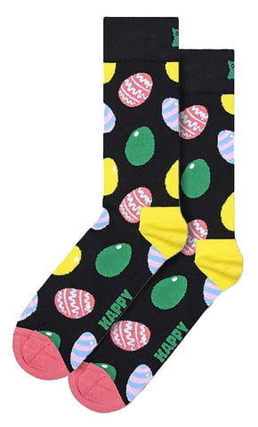 Happy Socks - Calcetines Huevo | Novedad Calcetines Divertidos Estampados Huevo | Calcetines Regalo - Negro