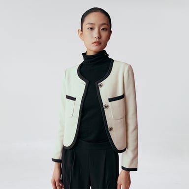 Crop contrasting bias jacket