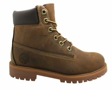 Timberland Auténtico 6 Pulgadas Niños Botas Jóvenes Cuero Marrón Lace Up 80703 D94