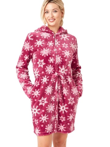 Snowflake Fleece Hooded Robe