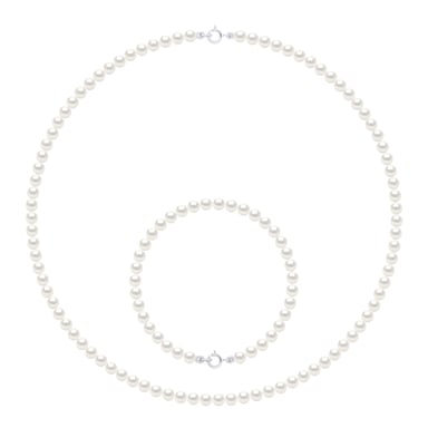 Set Necklace Bracelet is made up of : Necklace of Real Cultured Freshwater Pearls Round 4-5 mm