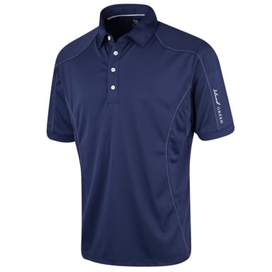 Island Green Mens Topstitched Golf Polo Shirt (Ink)