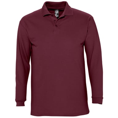 SOLS Mens Winter II Long Sleeve Pique Cotton Polo Shirt (Burgundy)