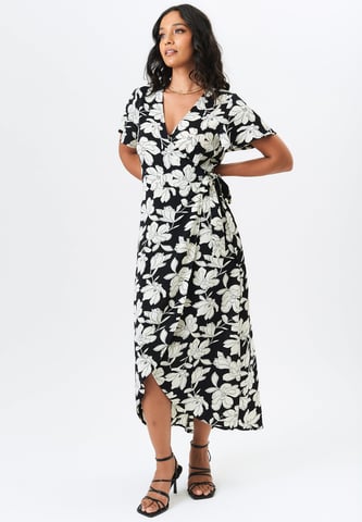 Vestido midi cruzado con estampado floral