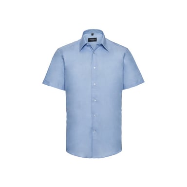 Russell Collection Mens Oxford Tailored Short-Sleeved Shirt (Oxford Blue)