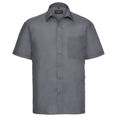 Russell Collection Mens Poplin Easy-Care Short-Sleeved Shirt (Convoy Grey)