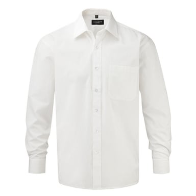 Russell Collection Mens Poplin Long-Sleeved Shirt (White)