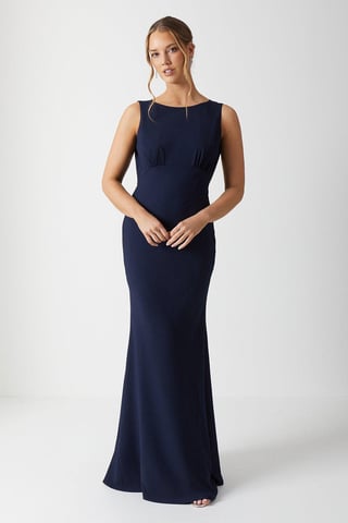 Cowl Back Fishtail Bridesmaids Maxi Dress