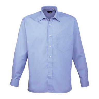 Premier Mens Poplin Long-Sleeved Shirt (Mid Blue)