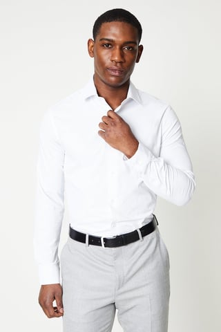 White Tailored Fit Long Sleeve Easy Iron Shirt