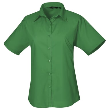 Premier Short Sleeve Poplin Blouse / Plain Work Shirt (Emerald)