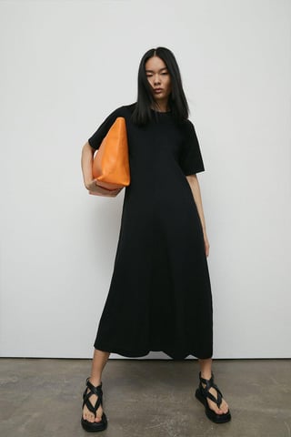 Clean Cotton Trapeze Midi Dress