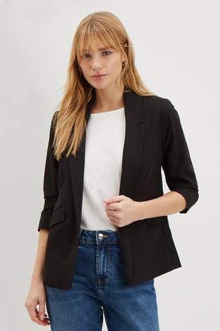 Ruched Sleeve Blazer